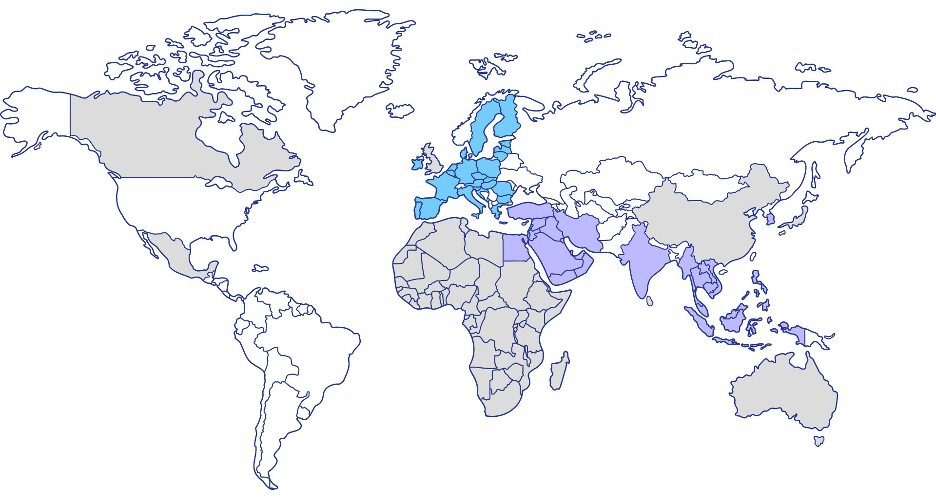World Map showing trading locations